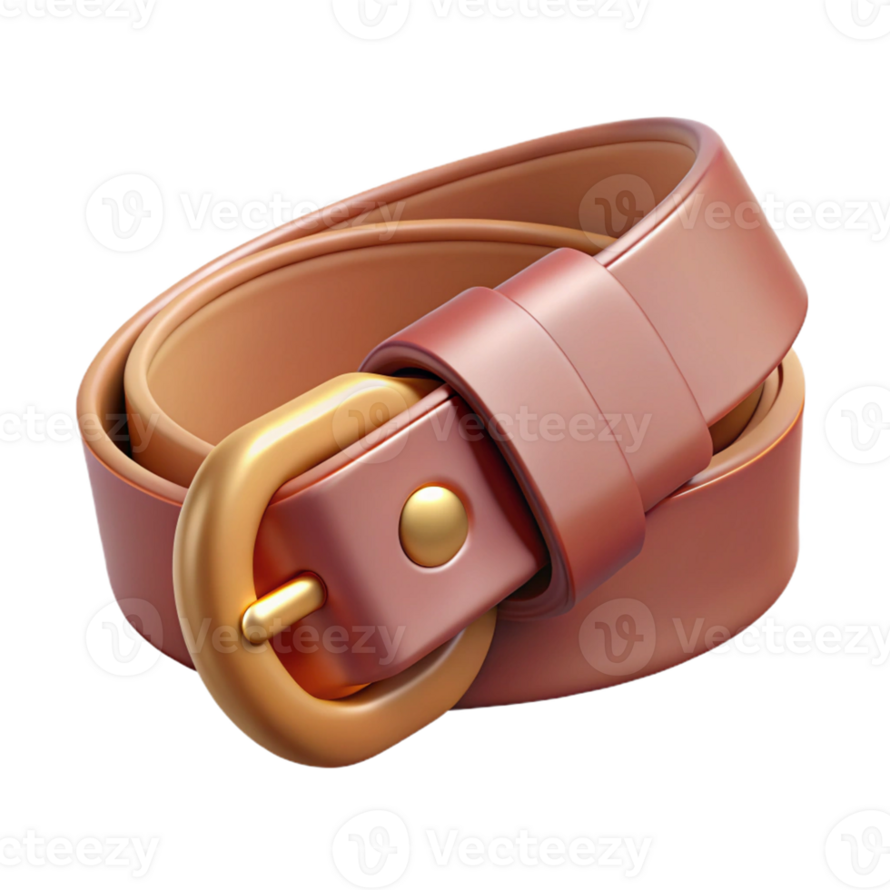 Isometric Leather Belt with Gold Buckle png