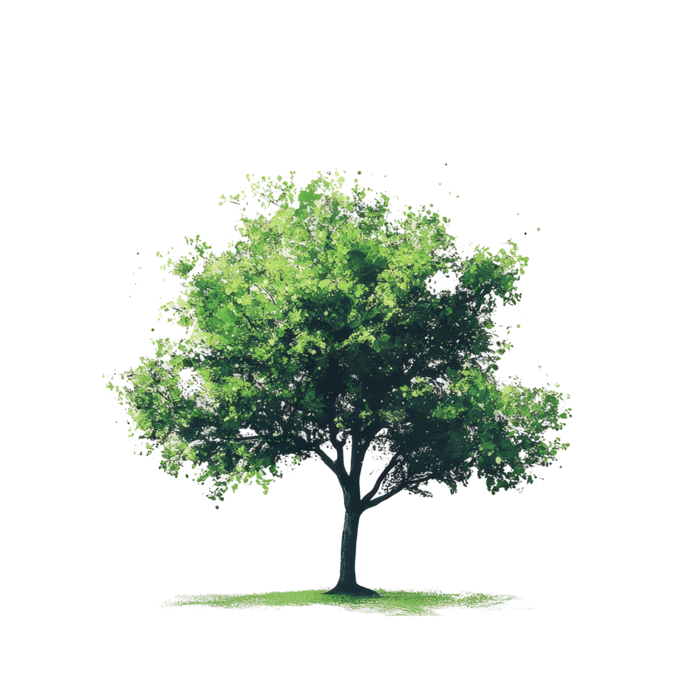 A vibrant green tree stands alone on a bright transparent background, showcasing natural beauty and simplicity, green tree on transparent background, png
