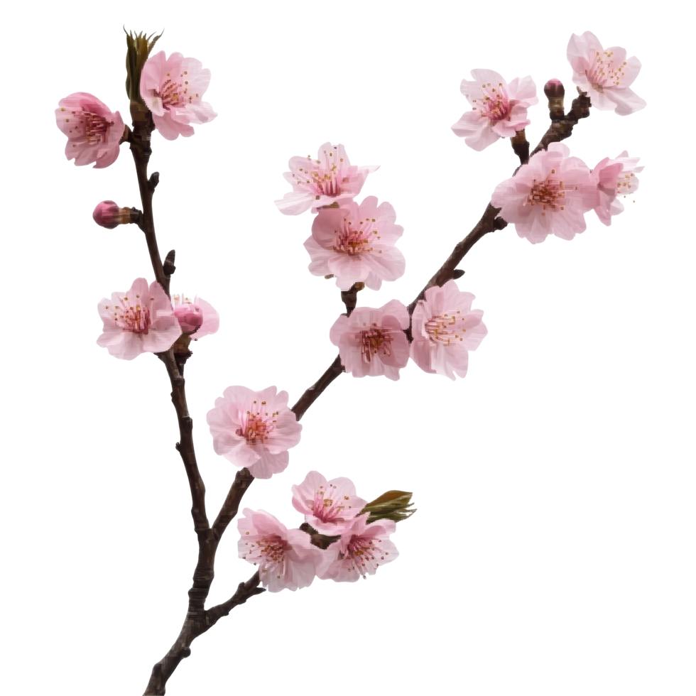 Wild Himalayan cherry blossom branch showcasing delicate pink flowers in early spring, Sakura flowers a branch of wild Himalayan cherry blosso , transparent png
