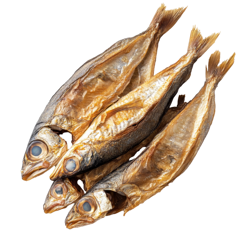 Dried fish laid out on a transparent background showcasinglike texture and detail, Dried fish on a transparent background. Dried fish transparent background png