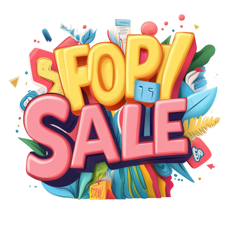 Exciting super sale announcement featuring vibrant discount icons and colorful design elements, Super Sale word with discount icons isolated Stock Illustration png