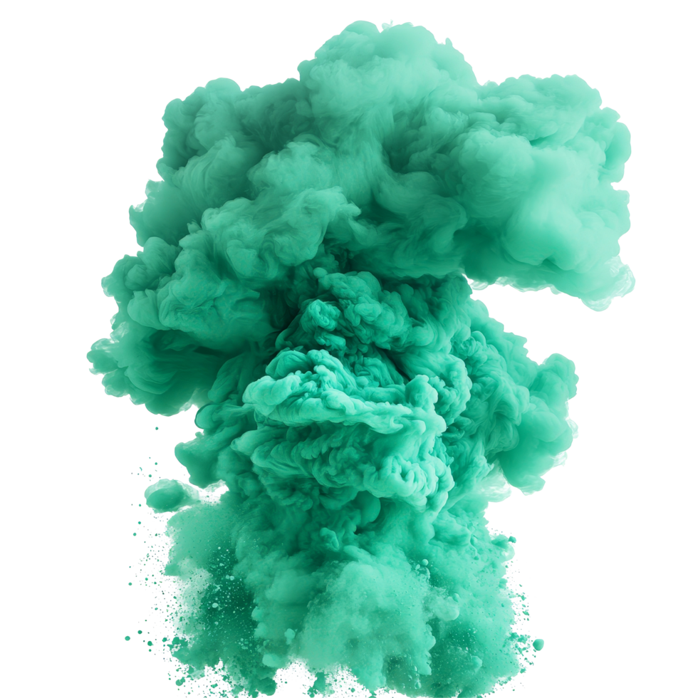 Green paint splash explosion creating a dynamic smoke cloud isolated on a transparent background, green paint splash explosion smoke cloud isolated on transparent background png