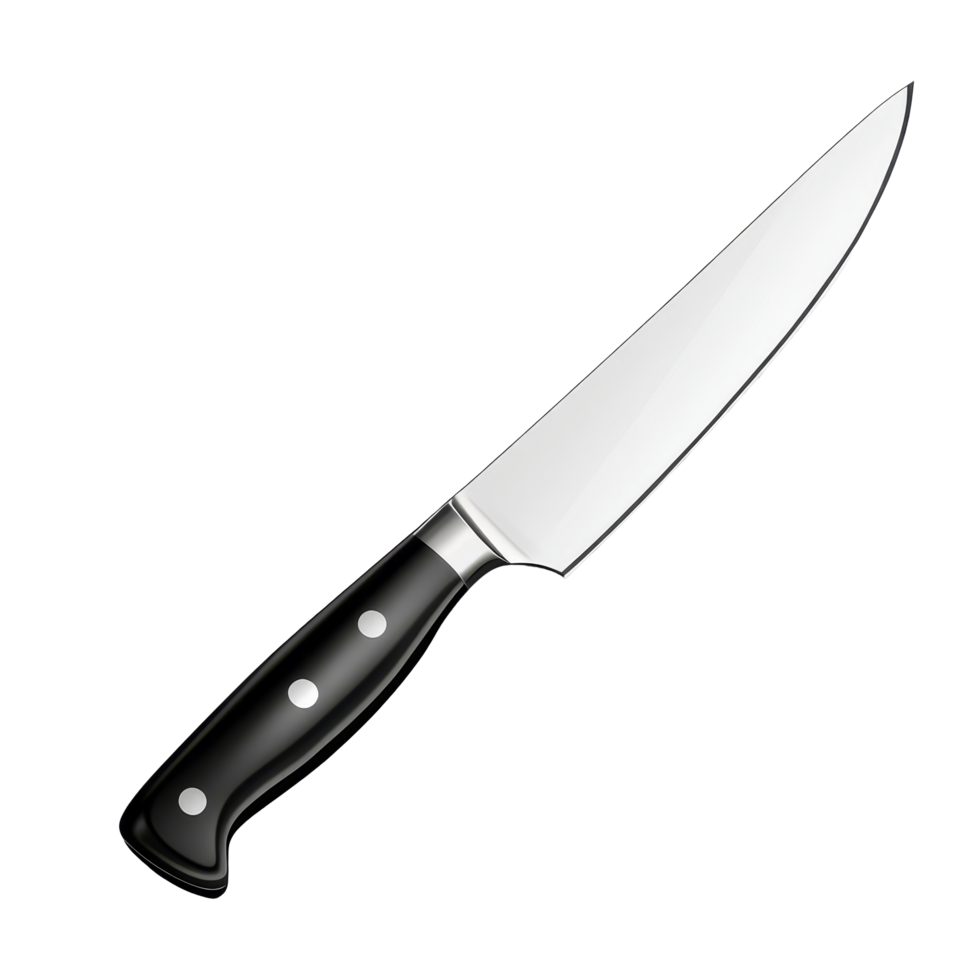 Sharp kitchen knife with a sleek blade and ergonomic handle casting a shadow on a transparent background, kitchen knife, file of isolated object with shadow on transparent background png