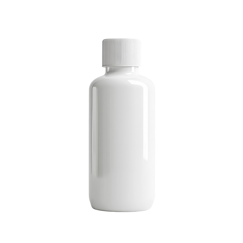 Empty transparent cosmetic bottle with a screw cap isolated on a plain background for design purposes, Blank cosmetic bottle on transparent background. Empty cosmetic packaging bottle transparent png