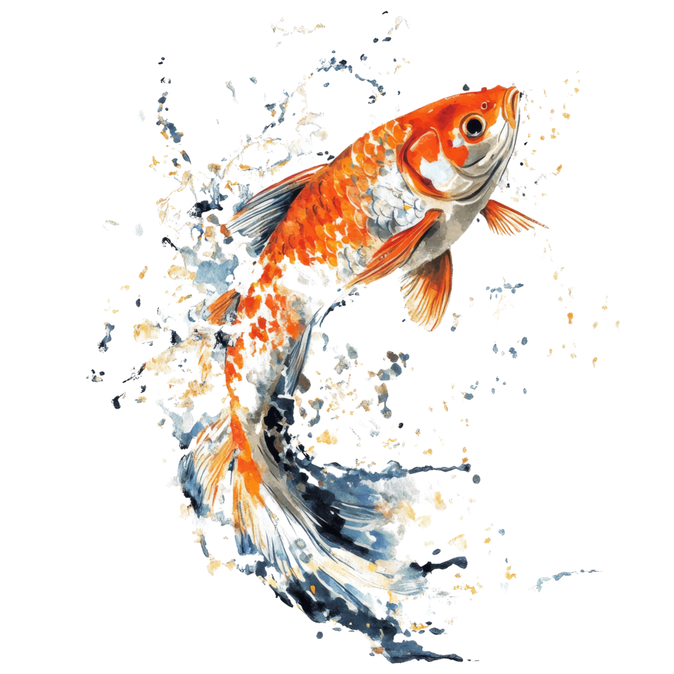 Dynamic fish leap against a transparent background showcasing vibrant colors and intricate water splashes, Dynamic Fish Leap transparent background png