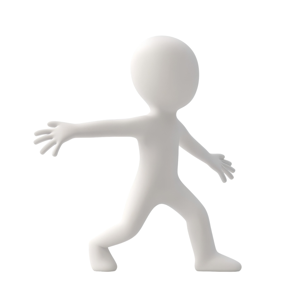 A minimalistic figure pushing forward against a transparent background, showcasing motion and determination, pushing man minimalistic simple 3d isolated on transparent background png