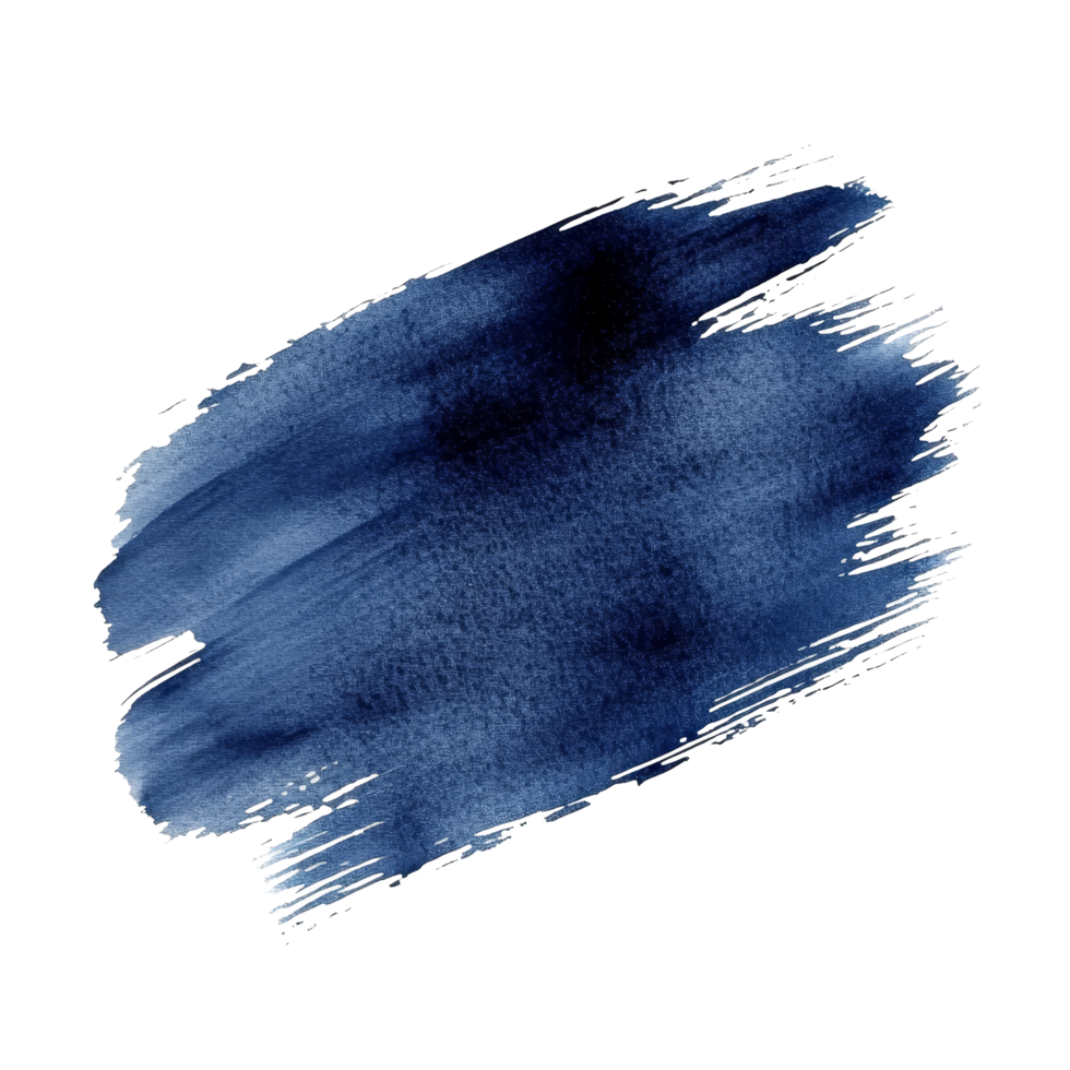 Dark blue watercolor brush stroke on a transparent background showcasing artistry and creativity in design, dark blue brush stroke isolated on transparent background png