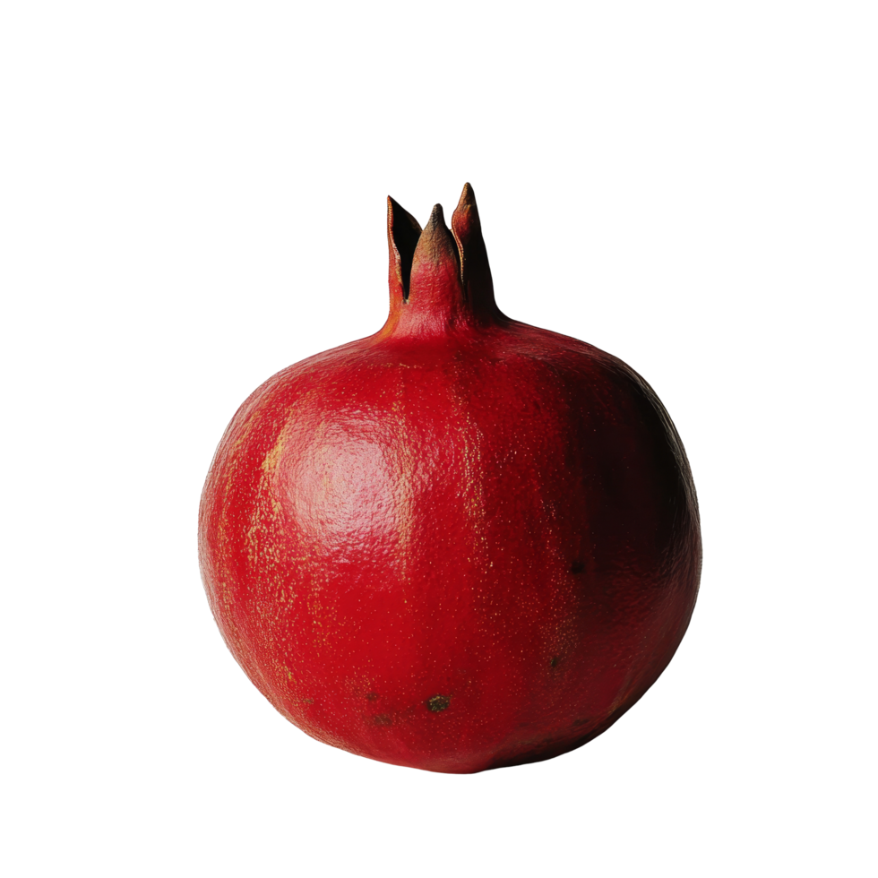 Fresh ripe pomegranate on a clean transparent background highlighting its vibrant red color and natural shape in natural light, ripe pomegranate on transparent background png