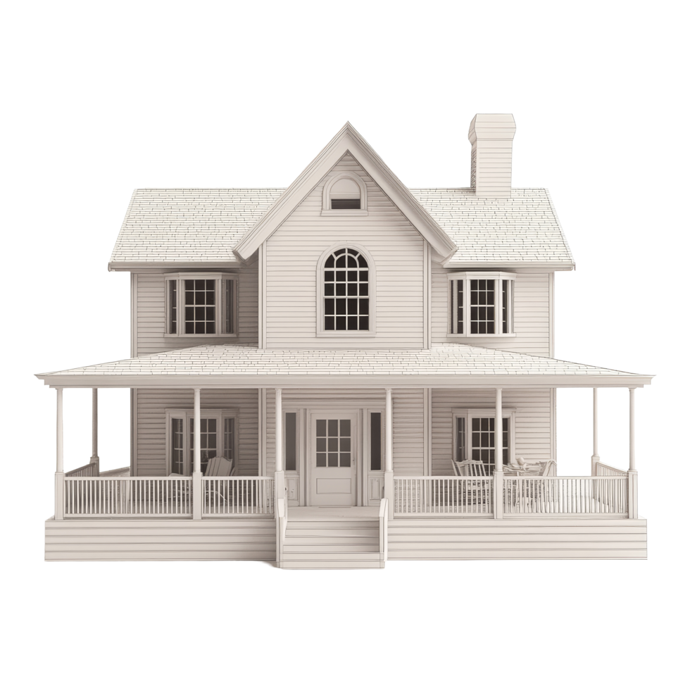 Traditional house model on a transparent background showcasing architectural design and craftsmanship details, Traditional 3d house model transparent background png