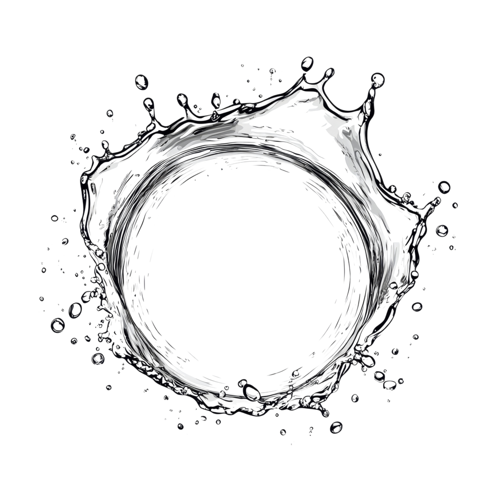 Captivating water splash forming a perfect circle on a transparent background illustrating fluid dynamics, Water splash forming a circle isolated Stock Illustration png