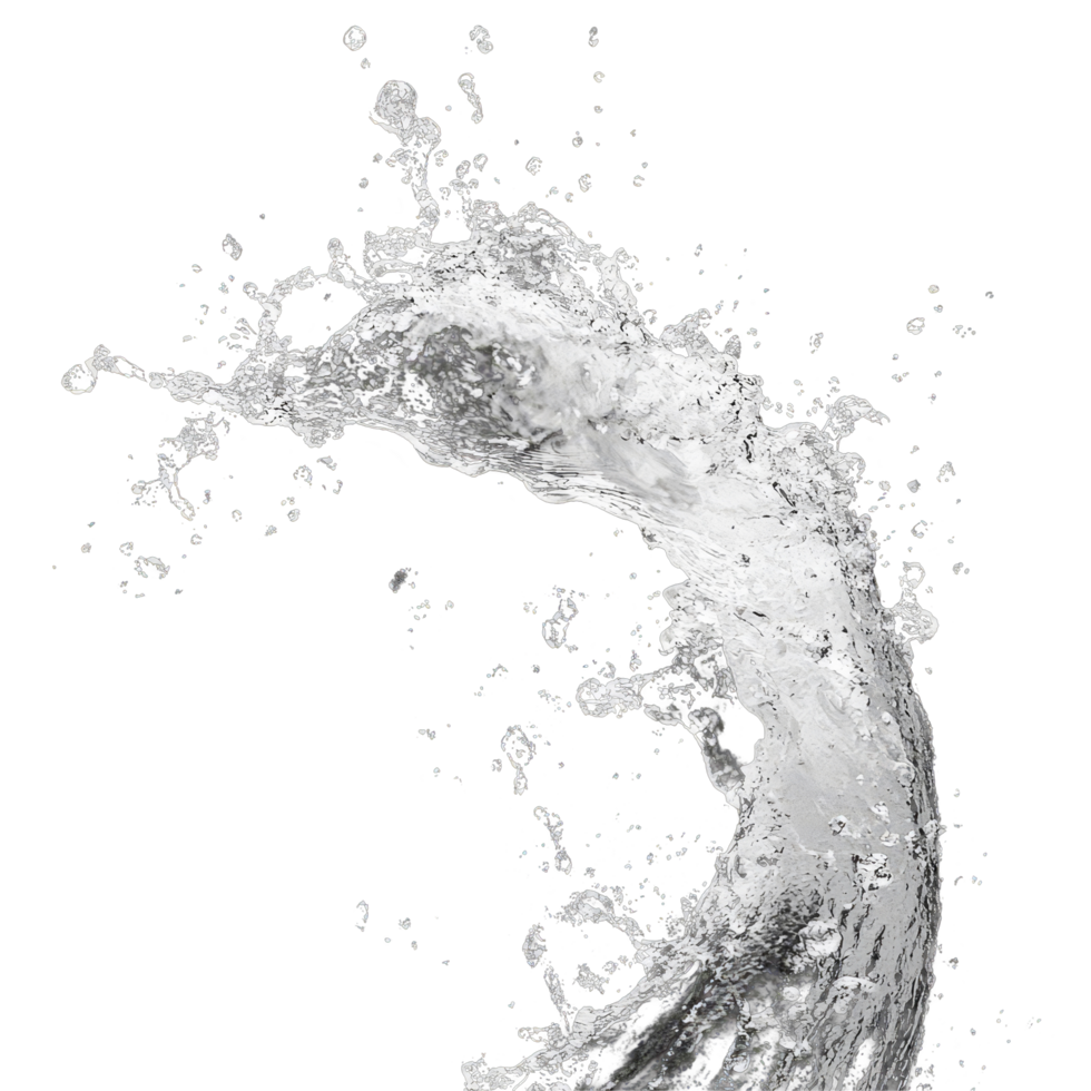 A dynamic curve of water splashing against a dark backdrop highlights the beauty of liquid movement in a setting, Curve water splash png