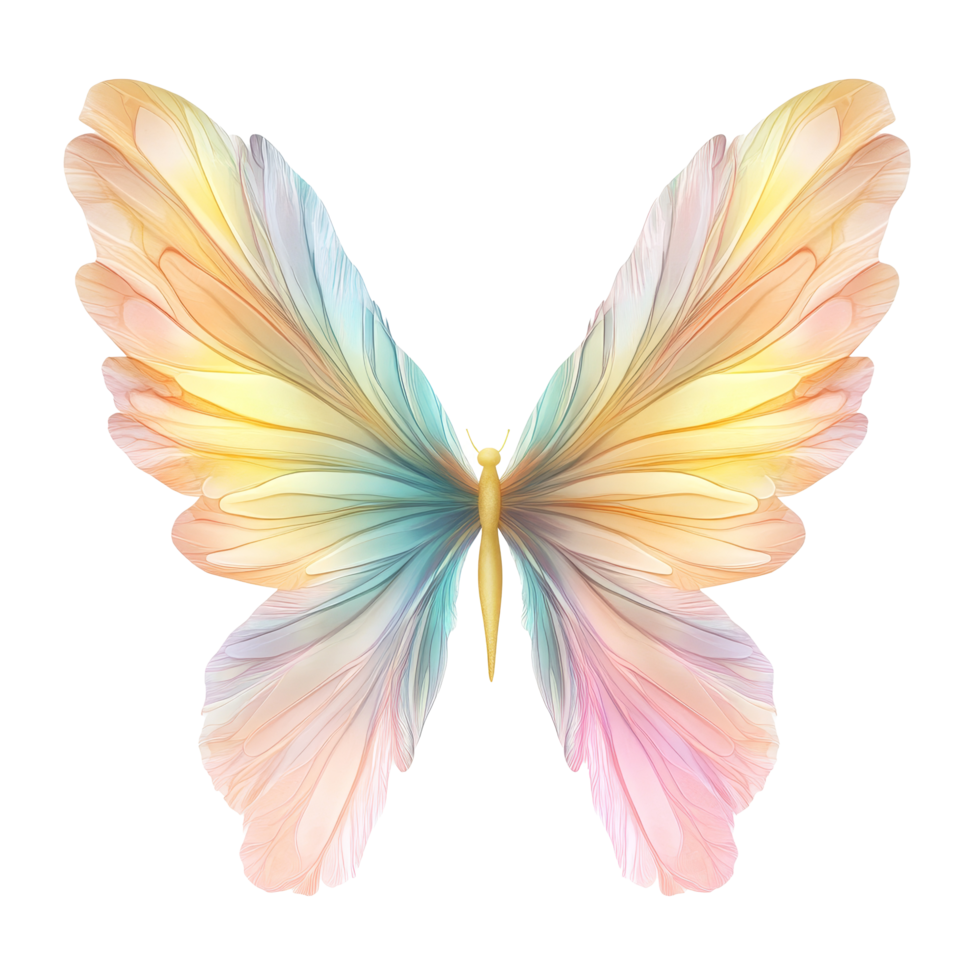 Delicate fairy wings with soft pastel colors isolated on a transparent background, Fairy Wings with Soft Pastel Colors, Isolated on transparent background png