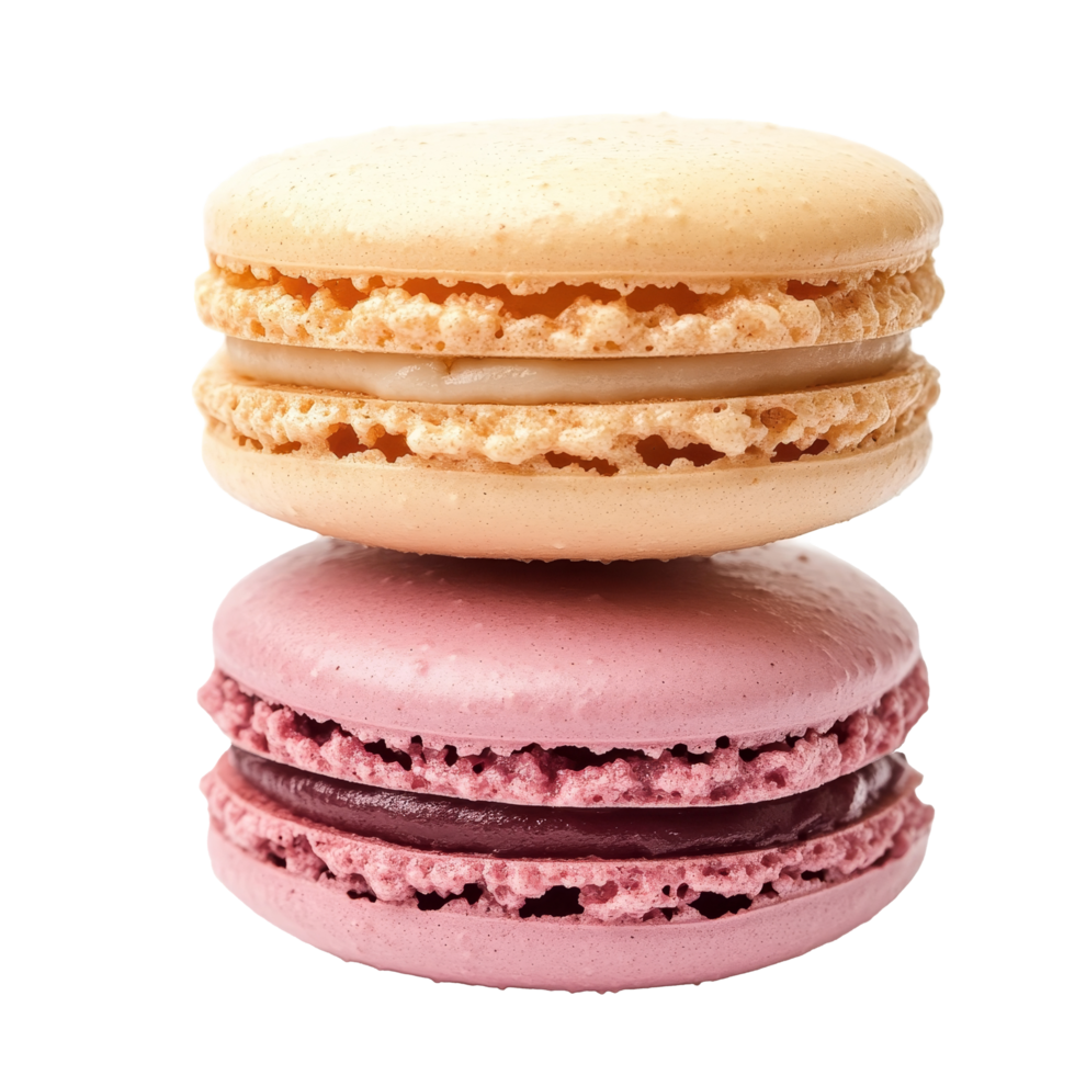 Delicious macarons in pastel colors displayed on a transparent background for a sweet treat, macaron or macaroon on transparent background png