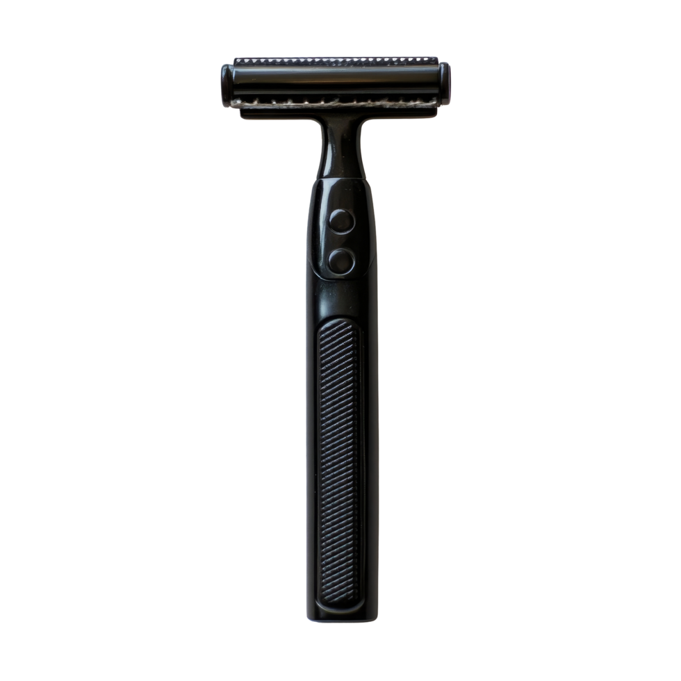 Stylish black safety razor placed on a clean transparent background for shaving enthusiasts, Black safety razor on transparent backgroundfile png