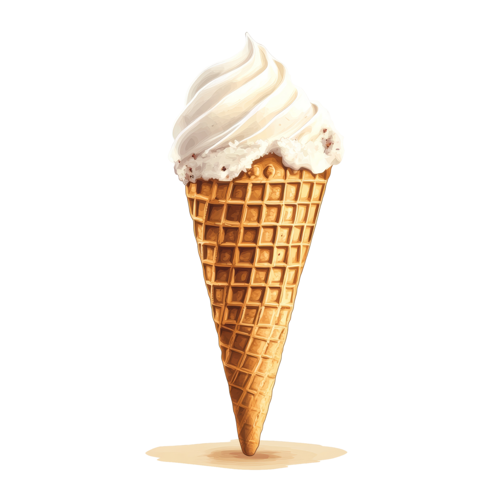 Empty waffle cone ready for ice cream toppings in a warm setting on a sunny day, Single wafer cone empty ice cream cone Stock Illustration png