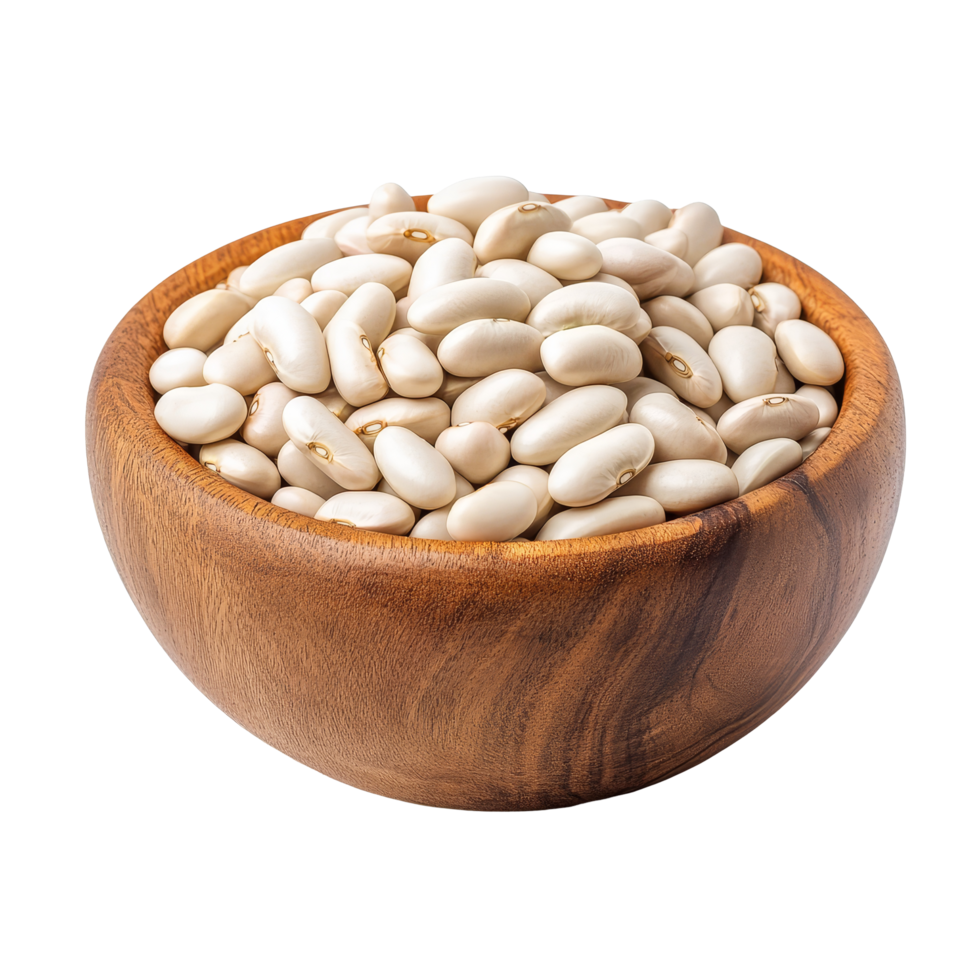 transparent beans in a wooden bowl on a clean transparent background for culinary inspiration and healthy eating, transparent beans in wood bowl isolated on transparent background png
