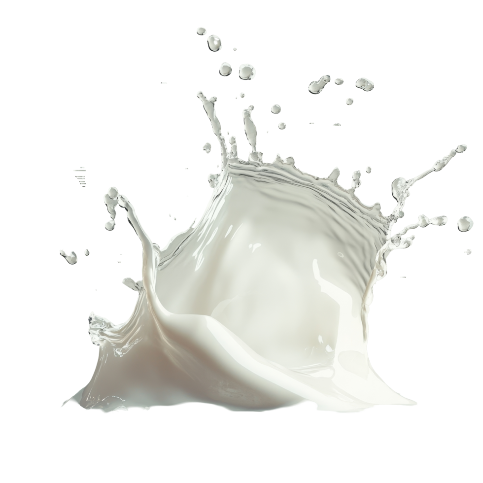 Elegant curve of milk splash with dynamic droplets creating a captivating effect against a soft gray background, Curve milk splash Stock Photo png