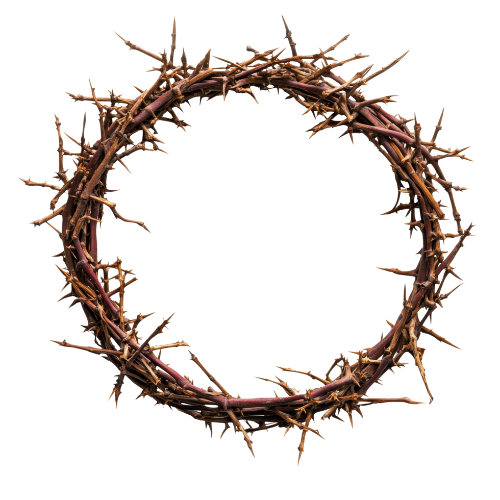 Round crown of thorns isolated on a transparent background for religious and decorative purposes, Round Crown of thorns isolated on transparent background png