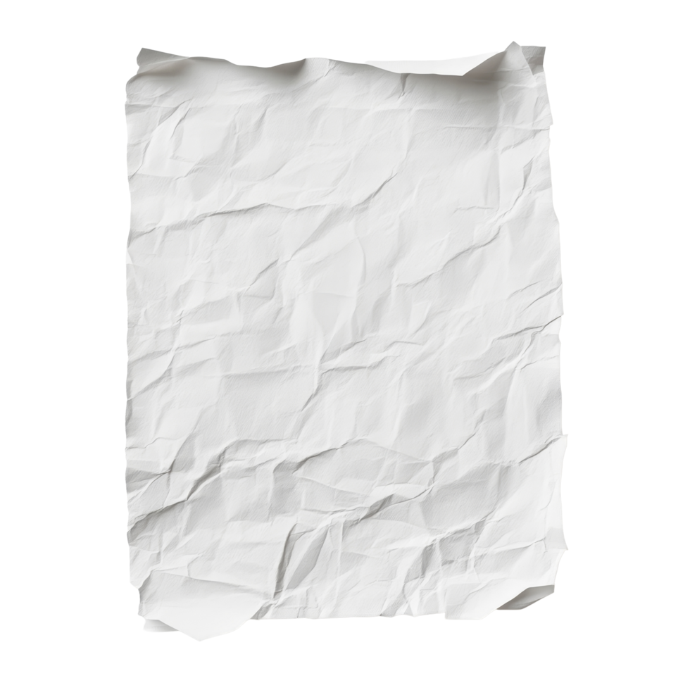 Crumpled transparent paper poster on a shadowed background, isolated for clear visibility and creative use, small paper poster background with shadow isolated png
