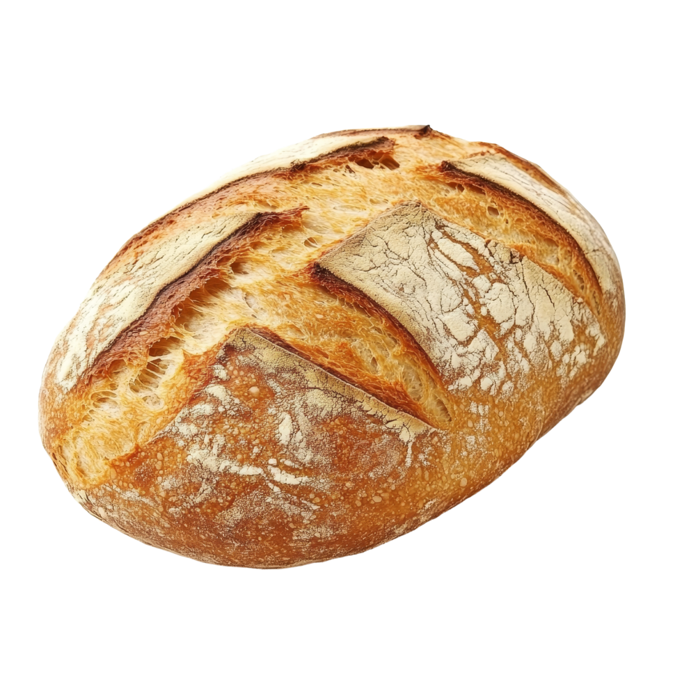 Deliciously crusty artisanal sourdough bread freshly baked and isolated on a clean, transparent background, Sourdough bread isolated png
