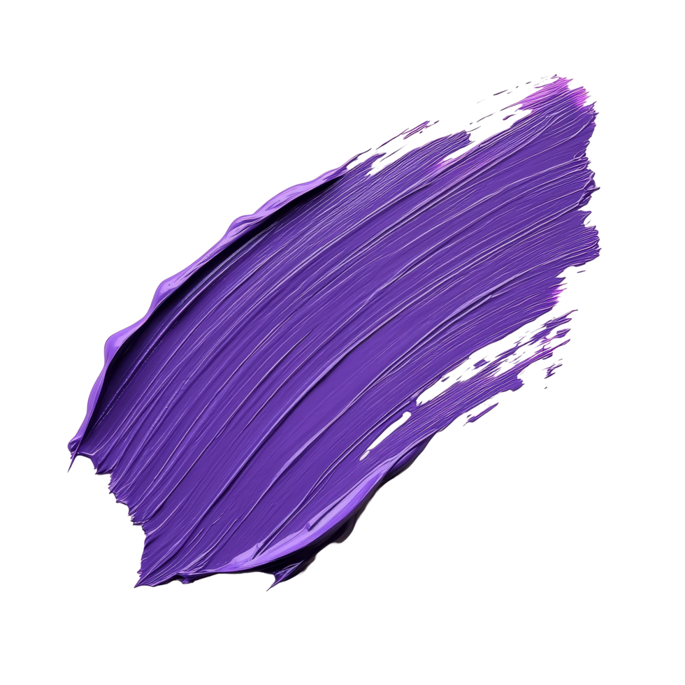 A vibrant purple paint smear with smooth brush strokes isolated on a clean transparent background for artistic representation, purple paint smeart brush strokeisolated on transparent background png