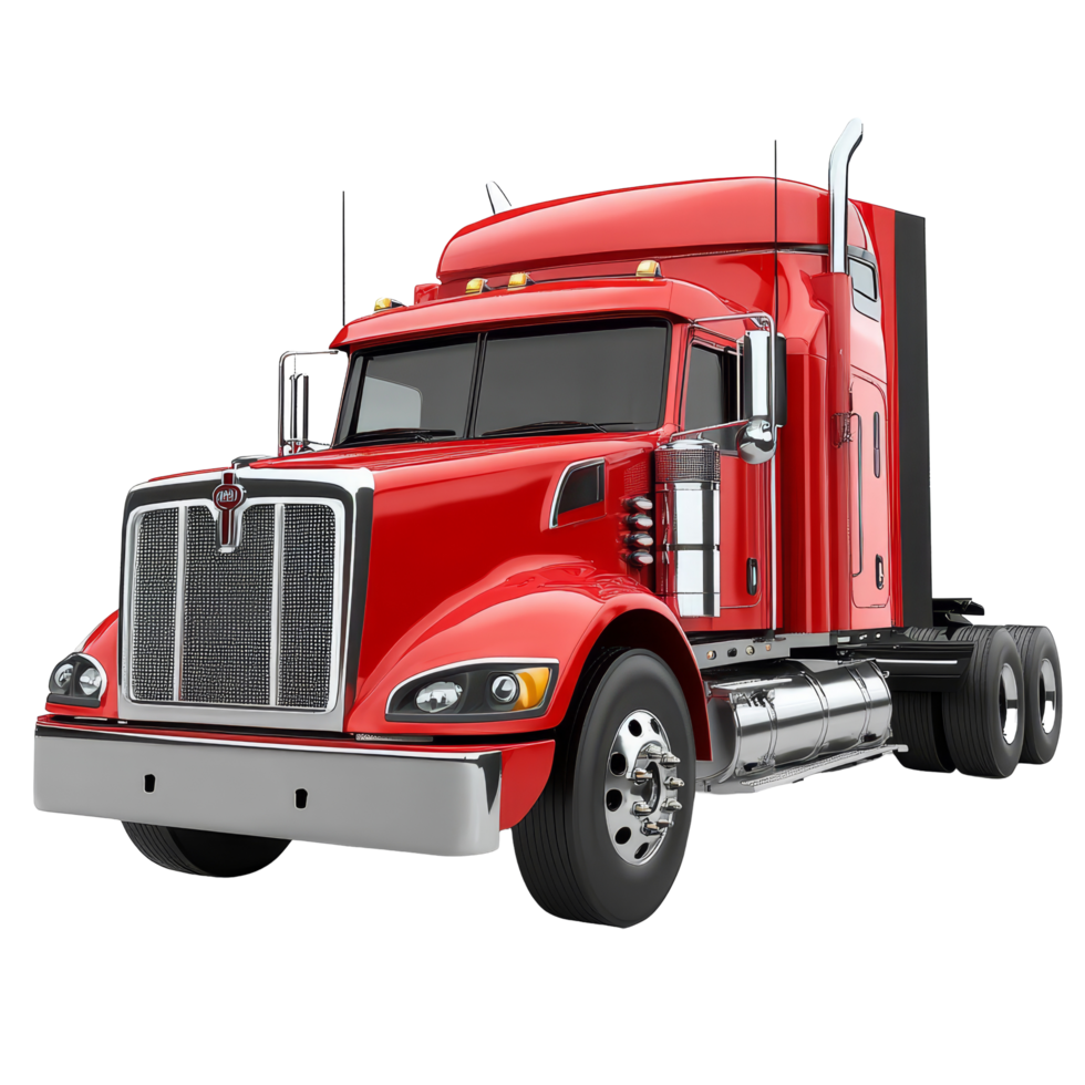 A vibrant red truck parked on a transparent background highlighting its bold design and transportation power, Red Truck Vibrant Transportation Vehicle on a transparent background png