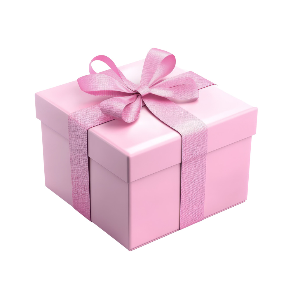 Stylish pink gift box with ribbon isolated on a transparent background, perfect for celebrations or special occasions, Pink Gift Box Isolated Stock Illustration png