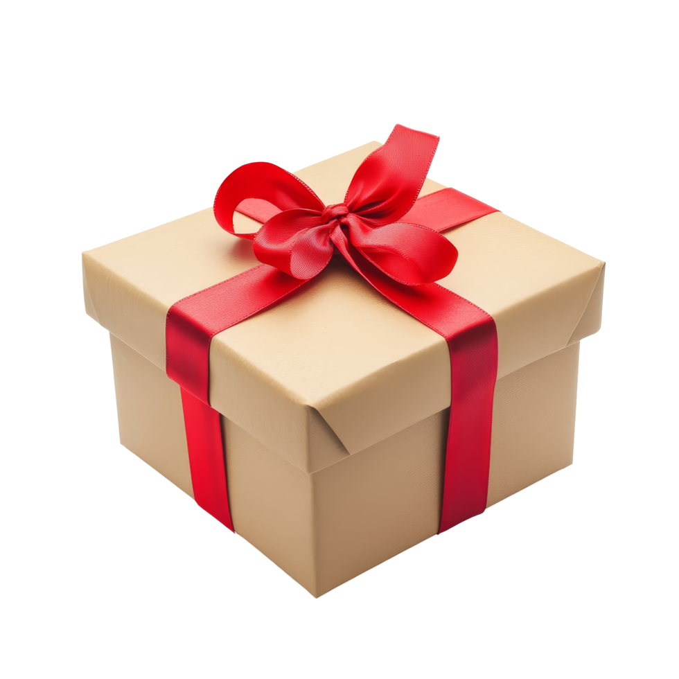 Elegant gift box with a striking red ribbon isolated on a clean transparent background, perfect for special occasions, Gift Box with Elegant Red Ribbon isolated on transparent background png
