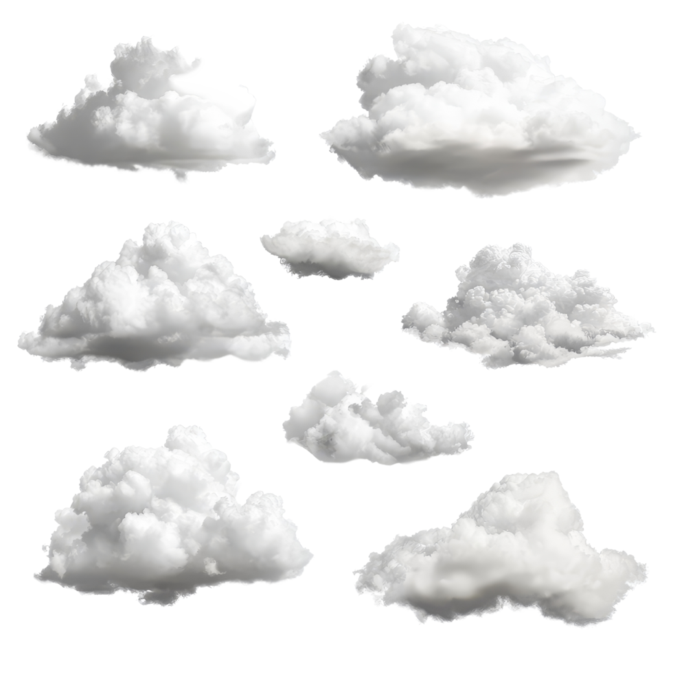 Various fluffy transparent clouds isolated on a bright transparent background for artistic illustrations or design purposes, Mandarin fruit transparent isolated on trransparent png