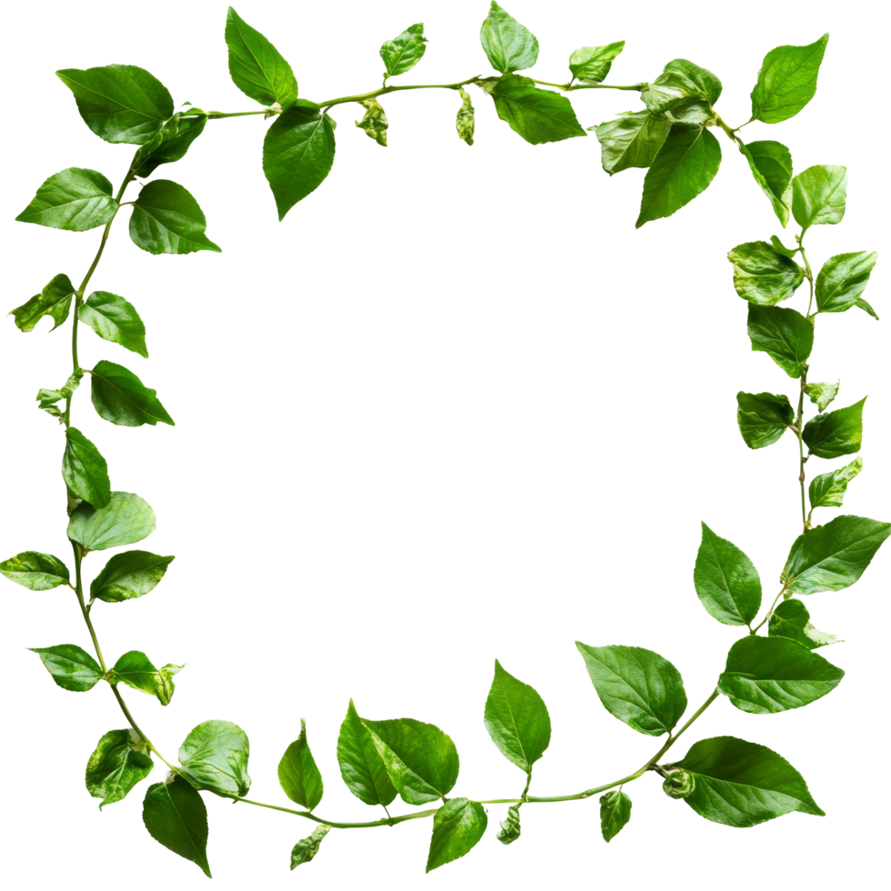 A frame of vibrant green leaves on a clean transparent background, perfect for naturethemed designs and creative projects, Green Leaves Frame on transparent background png