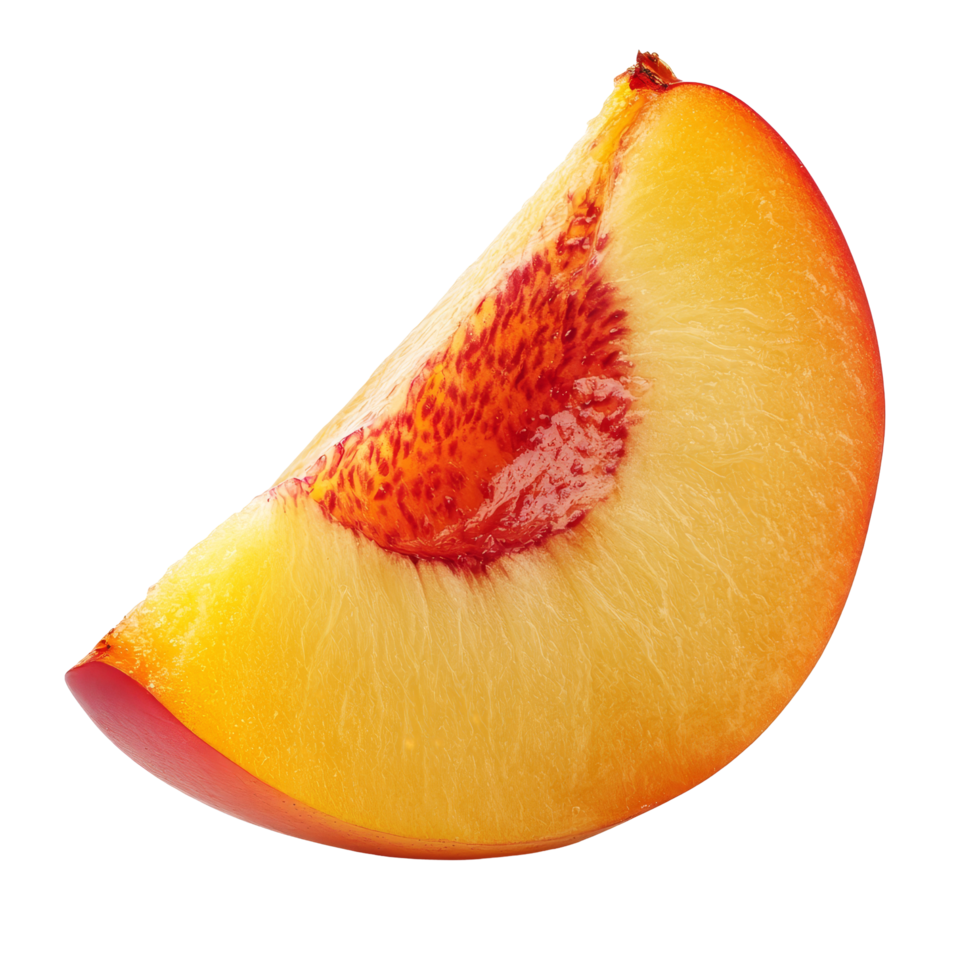 Half yellow nectarine on a transparent background showcasing its vibrant color and juicy texture, half yellow nectarine isolated on transparent background png
