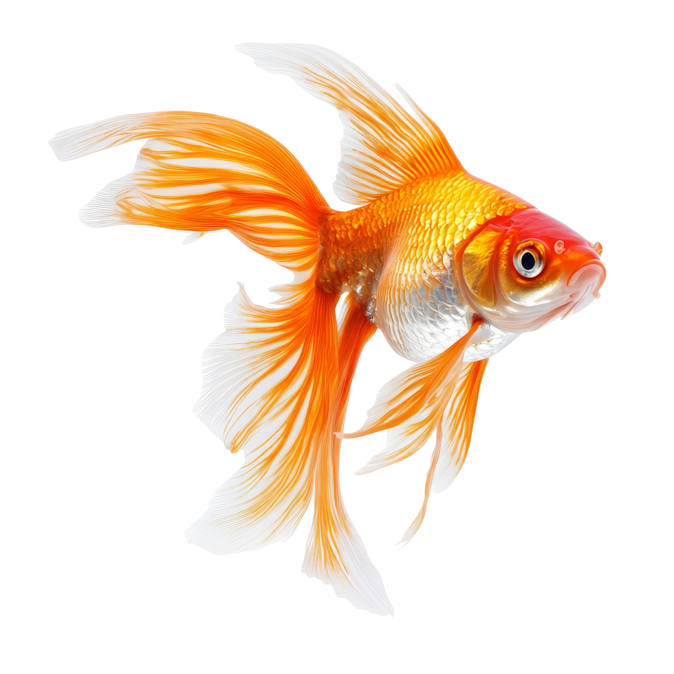 Golden fish leaping gracefully through the air against a transparent background in high resolution, Leaping Fish in MidAir High Resolutionisolated on transparent background png