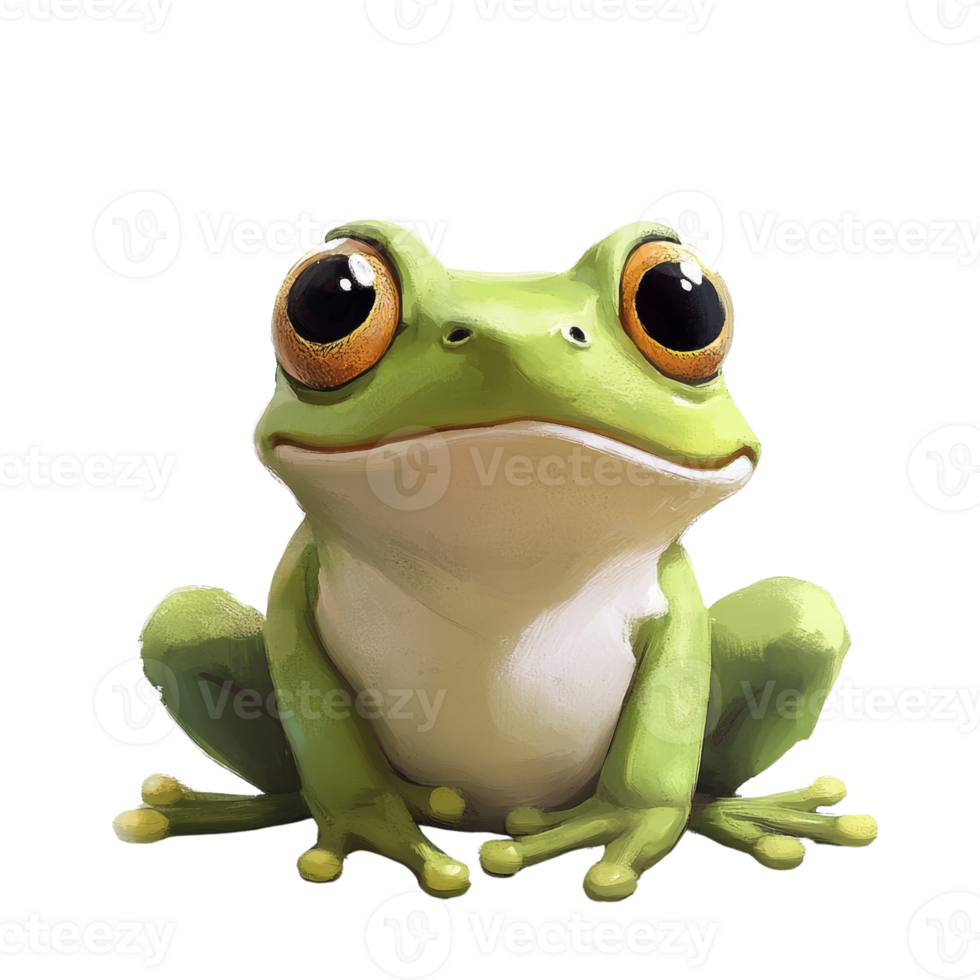 Adorable Green Frog Sitting Pretty png