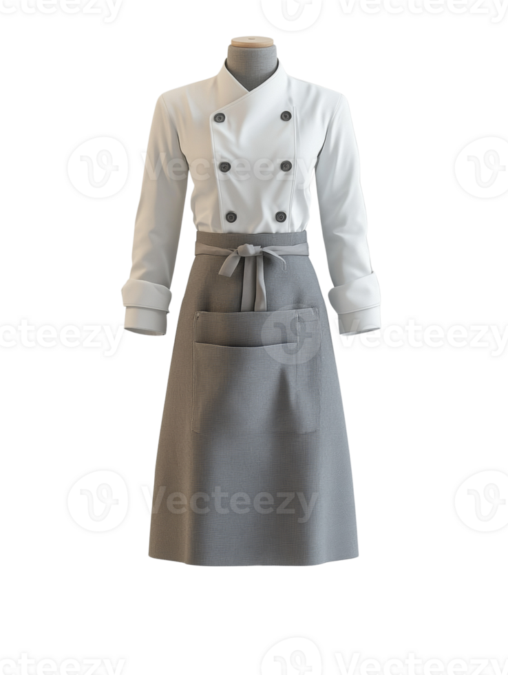 Chefs Uniform Displayed On A Mannequin Stand. cut out png