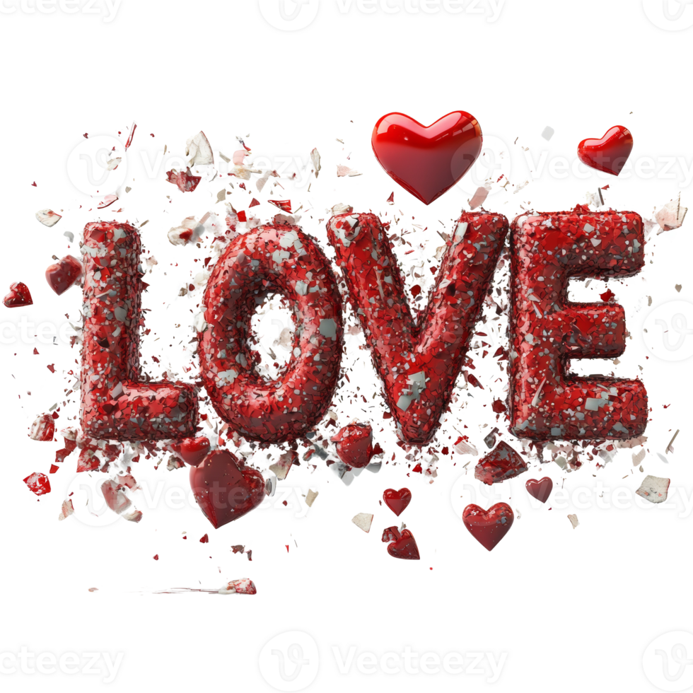 Shattered Love Hearts Exploding Red Romantic png