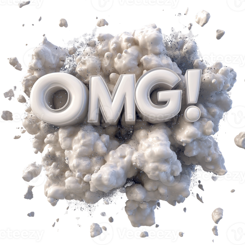 White Liquid Explosion With OMG Text png