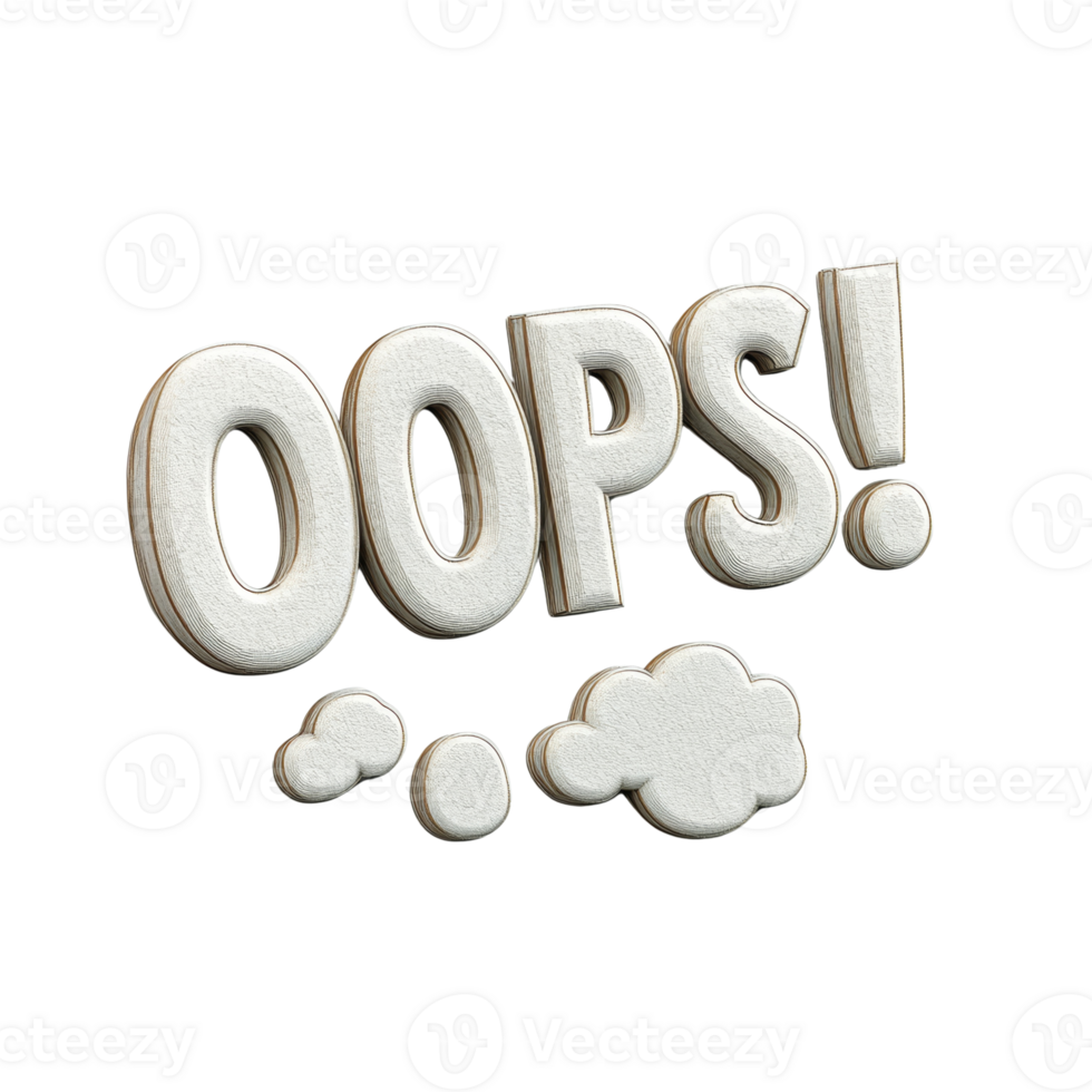 White Wooden Oops Word Art With Clouds png