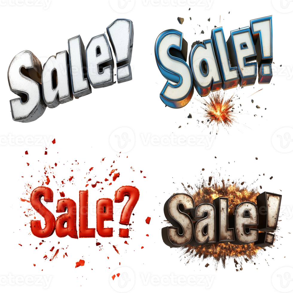 Exploding Sale Text Graphics Variations Displayed png