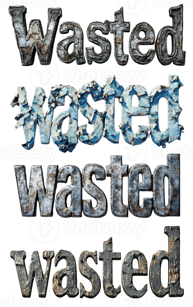 Wasted Word Art Depicts Decaying Textures png