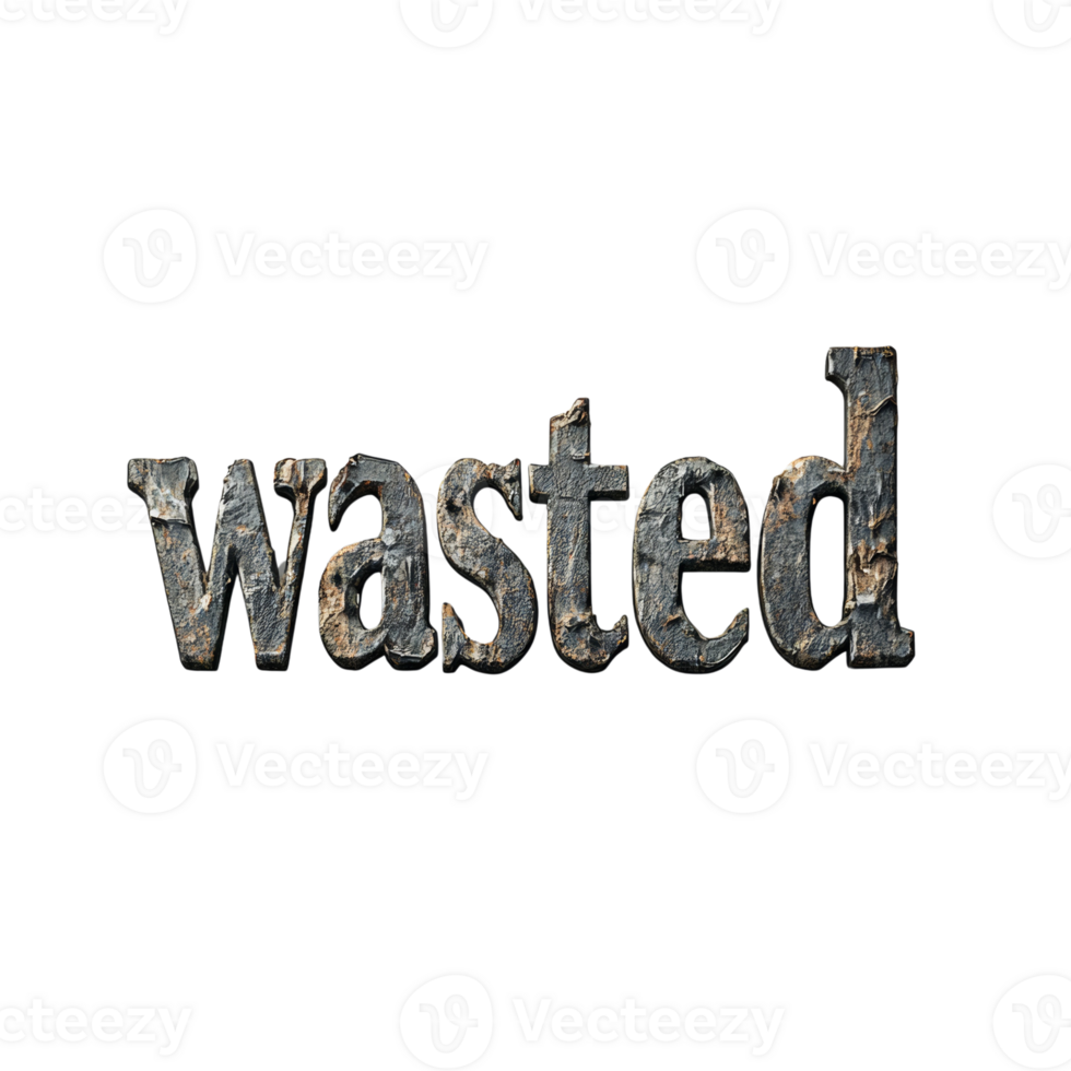 Wasted word rendered in dark stone texture png