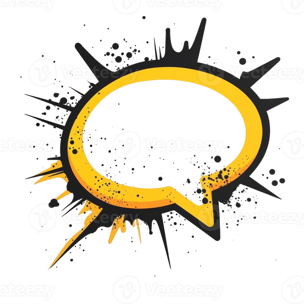 Abstract Yellow Speech Bubble Design With Splashes png