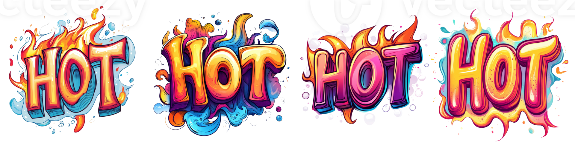 Colorful Hot Word Art With Flames Design png