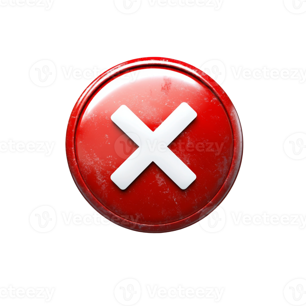 Red Circle Button Showing White Cross Symbol. isolated png
