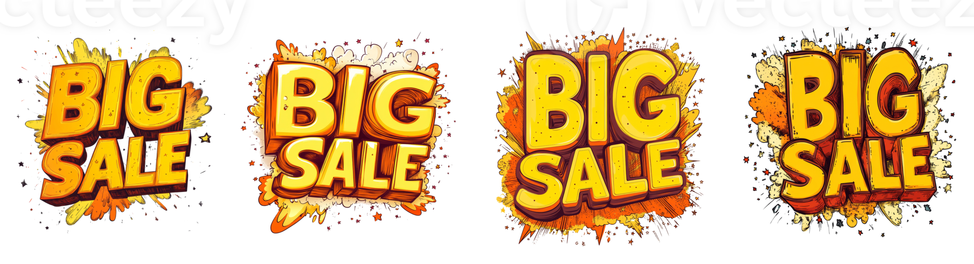 Big Sale Announcement Graphic Design Featuring Four Variations png