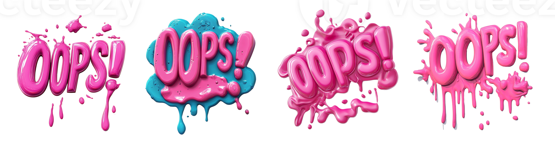 Glossy Pink and Blue Oops Splashes png