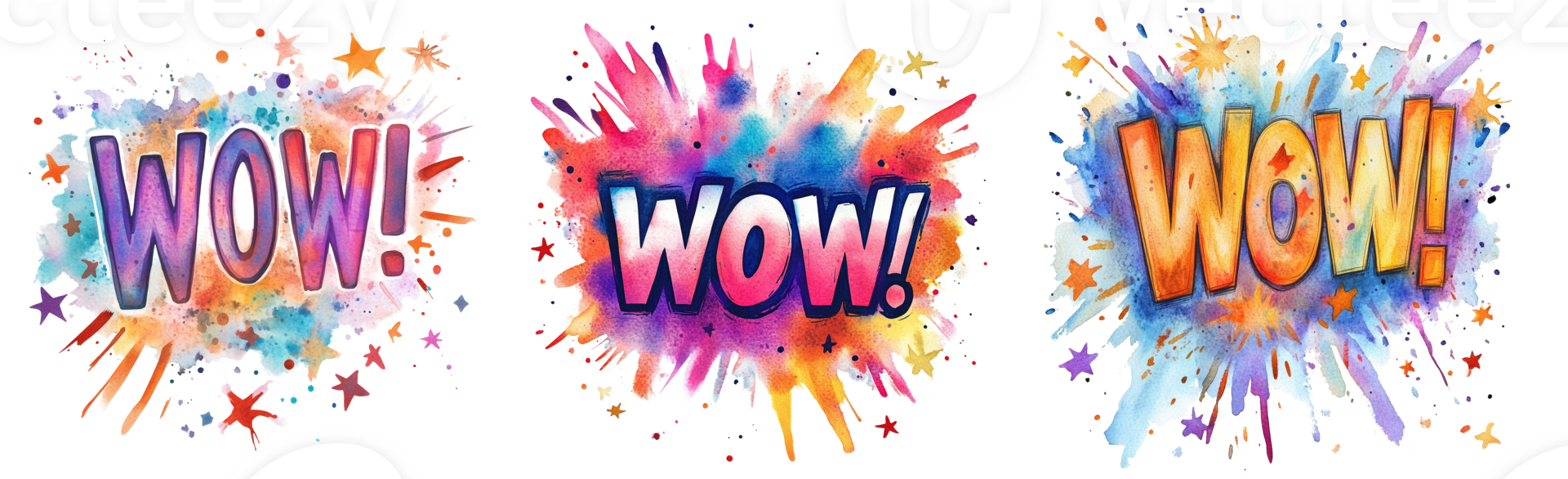 Watercolor Wow Explosions Colorful Comic Book Style png