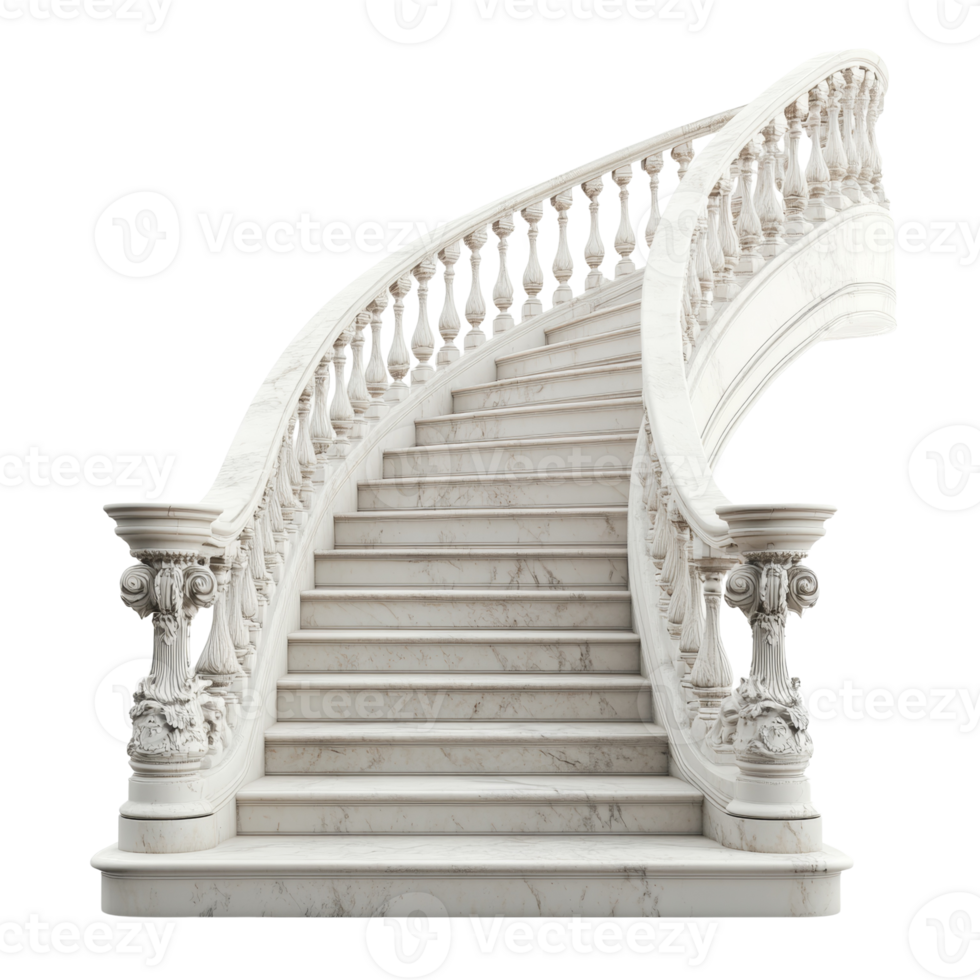 Elegant Marble Staircase With Ornate Railing Design png