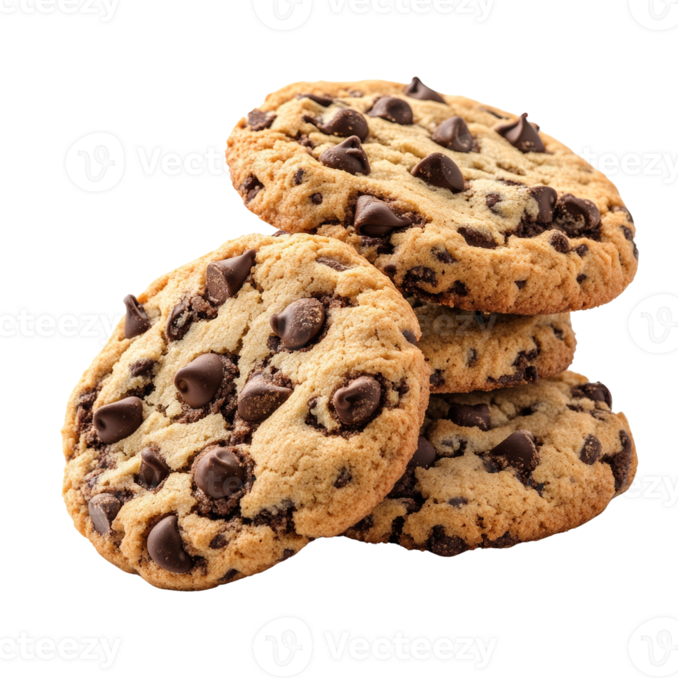 Delicious Chocolate Chip Cookies Stacked High. cut out png