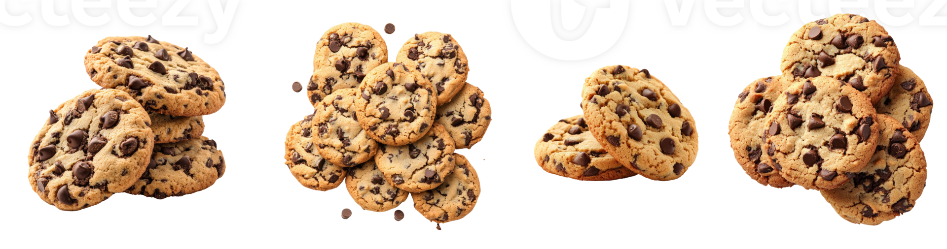 Delicious Chocolate Chip Cookies in Assorted Arrangements png