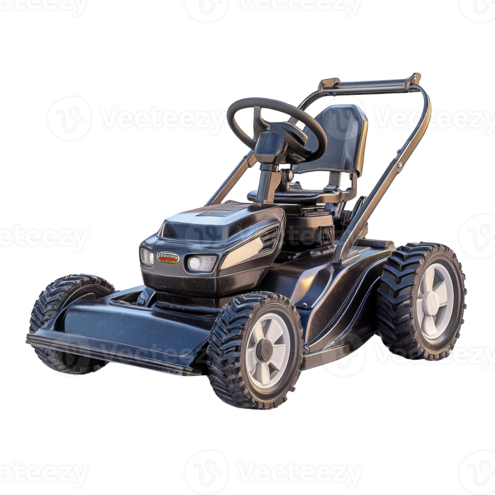 A Modern Black Riding Lawn Mower with Large Wheels png